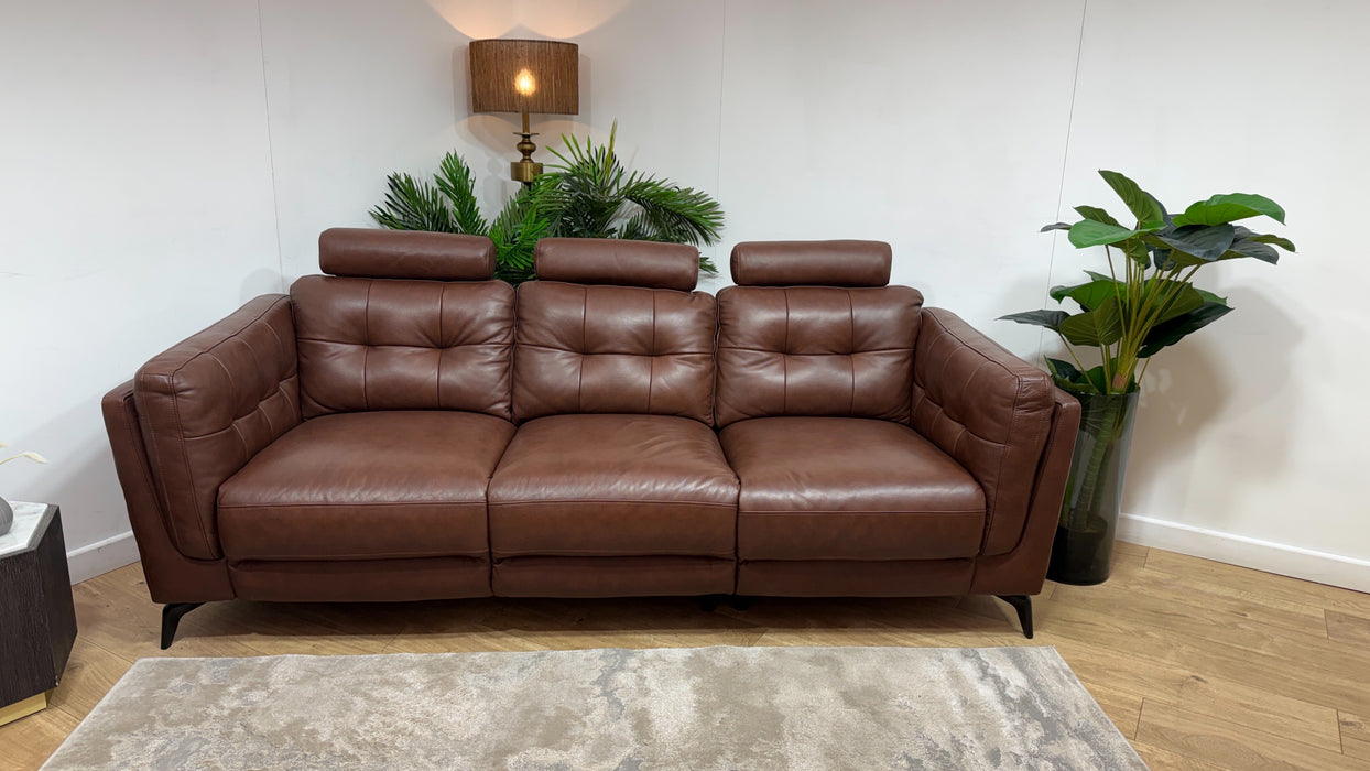 Sofology Muse Leathe 3 Seater in Chestnut