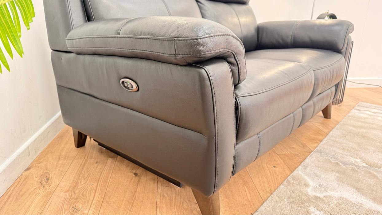 Sofology Lucca 2 Seater Leather Recliner in Trusty Sheen Black