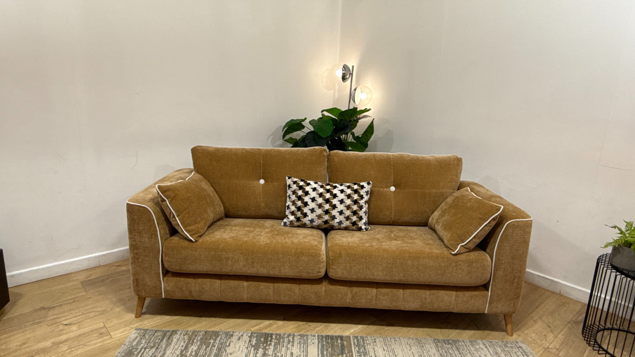 Sofology Remy Fabric 4 Seater in  Soft Chenille Almond Mix With Natural Contrast Piping