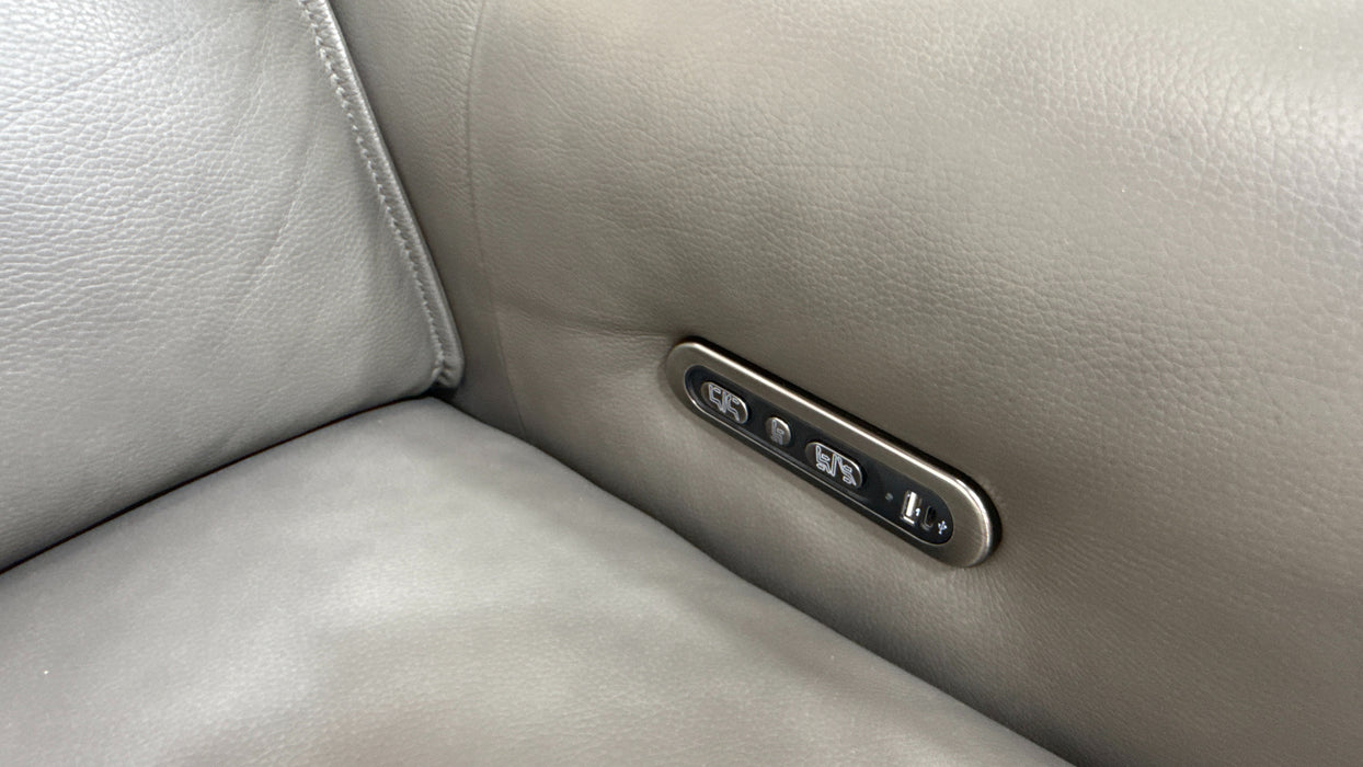Sofology Premiere Leather 2 Seater Power Recliner/Headrest in Trusty Embossed Grey