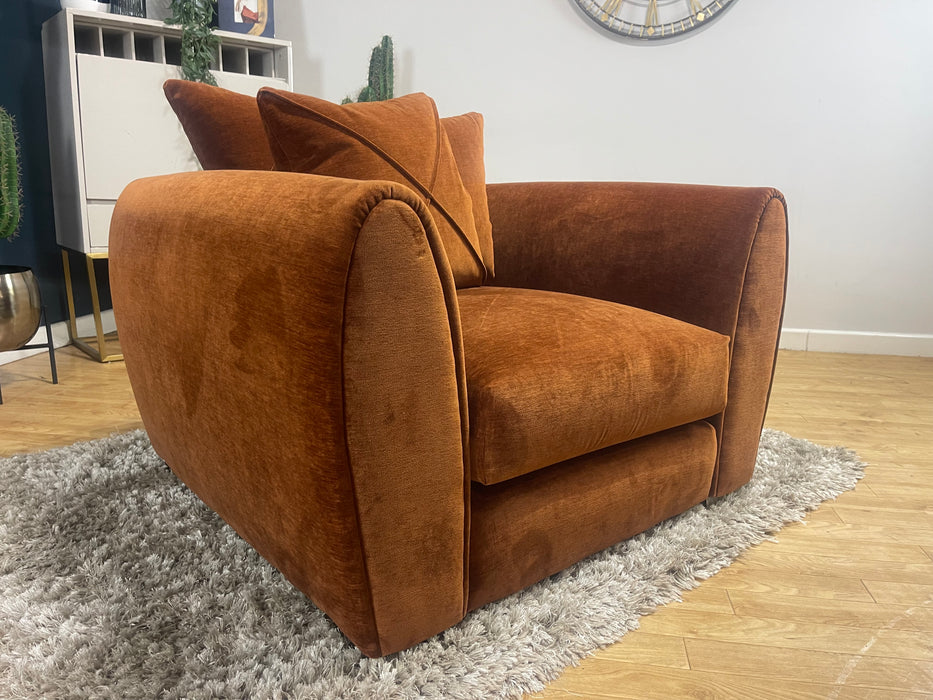 Hourglass Fabric Chair Velvet Rust