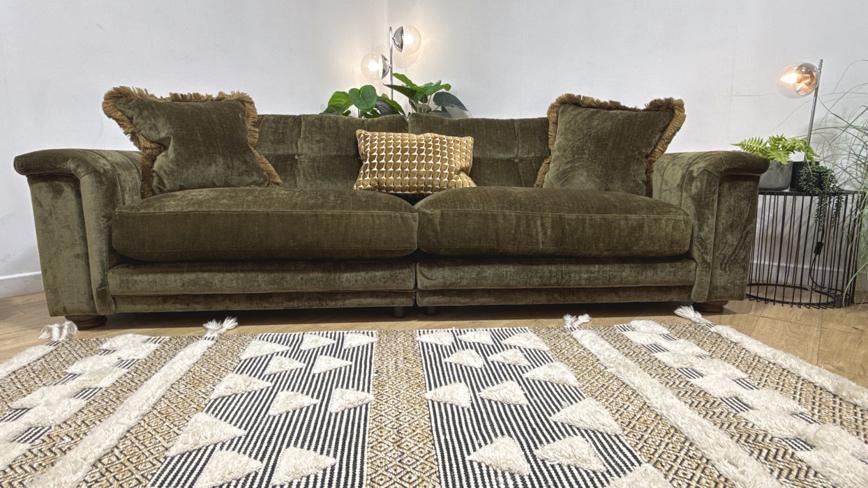 Sofology Regency Fabric 4 Seater Split Foam Seats in Luxe Chenille Olive Mix