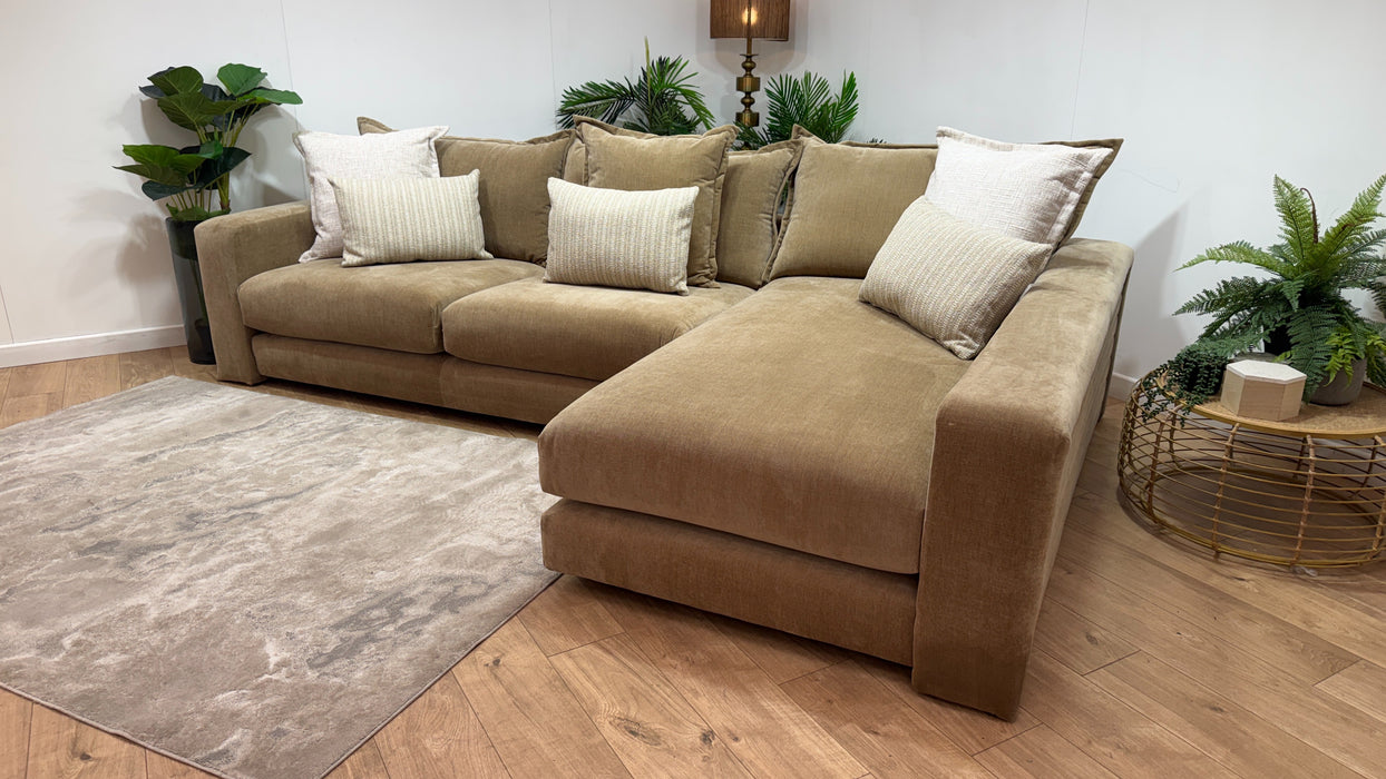 Sofology Cove Fabric Grande Chaise in Soft Chenille Caramel Mix