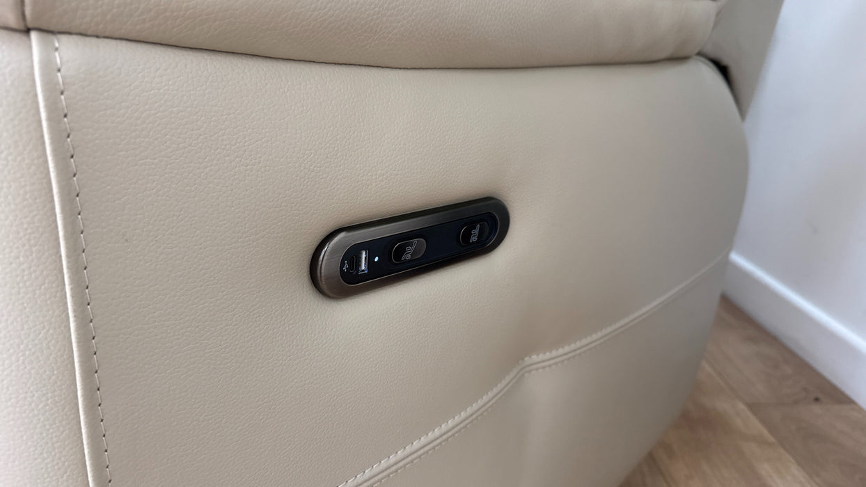 Sofology Gracie Leather 2 Seater Power Recliner in Trusty Sheen Bone China