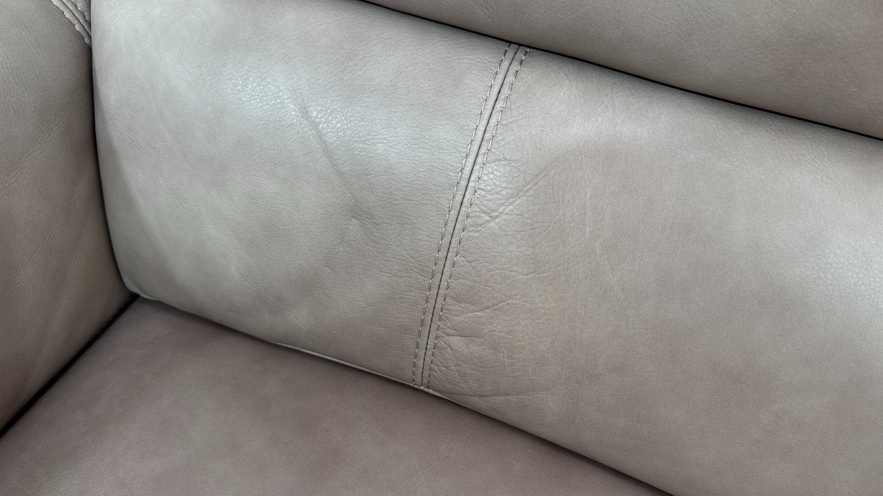 Sofology Illinois Leather 2 Seater Power Recliner/Headrest in Relaxed Soft Stone