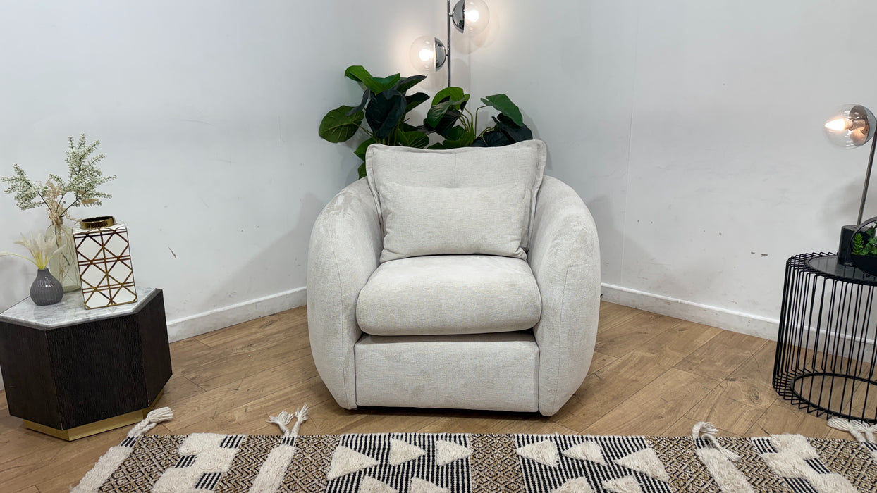 Sofology Portobello Fabric Chair Sprung Seat in Linen Look Chenille Mist