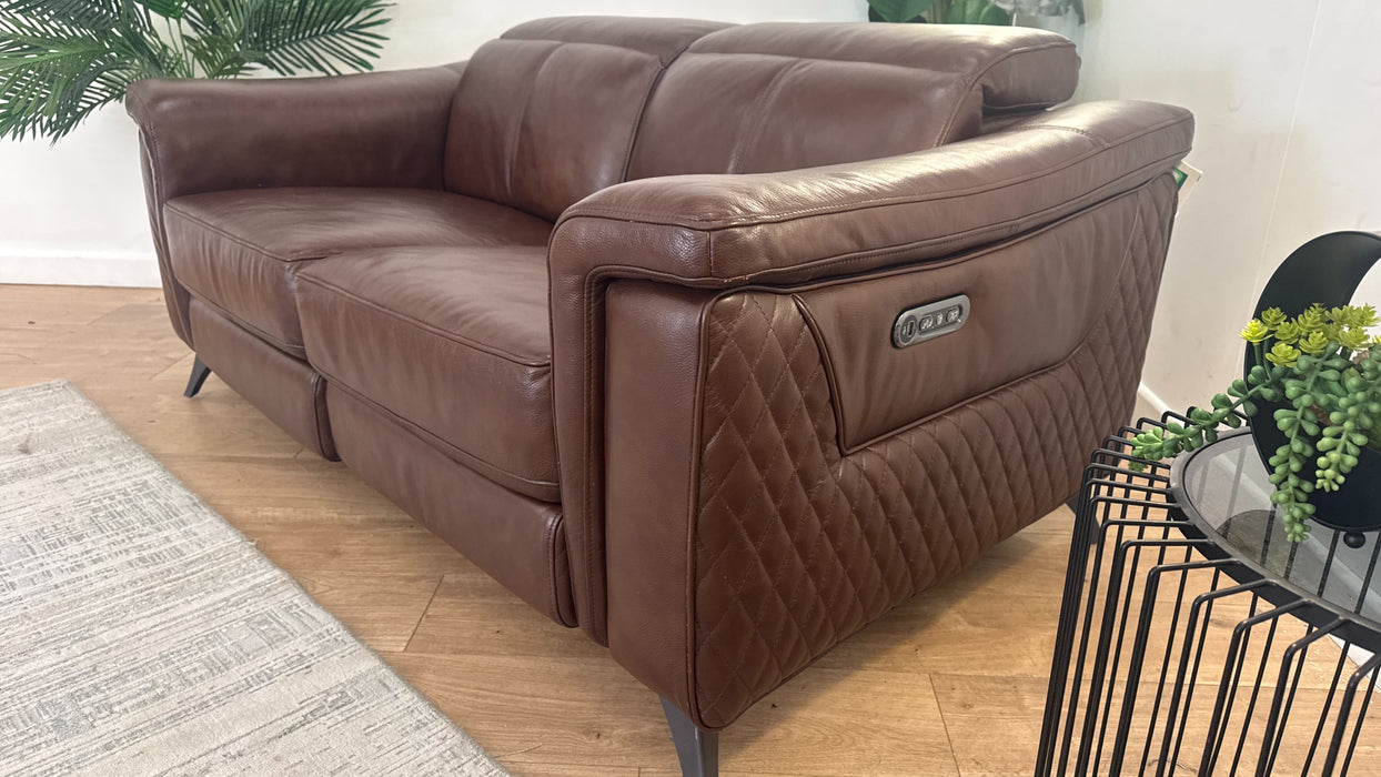 Sofology Ezra Leather 2 Seater Power Recliner/Headrest in Chocolate