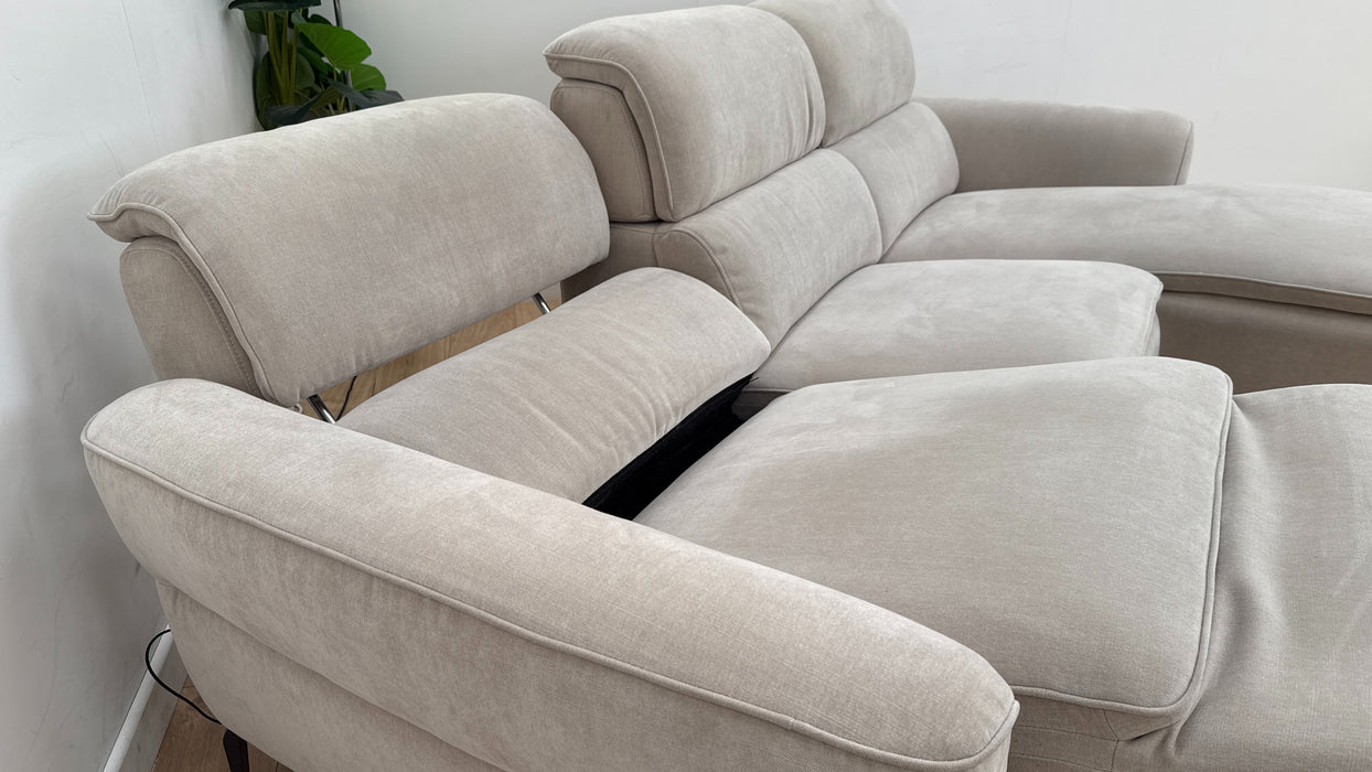 Sofology The Viento 3 Seater Fabric Recliner Chaise in Chenille Cotton