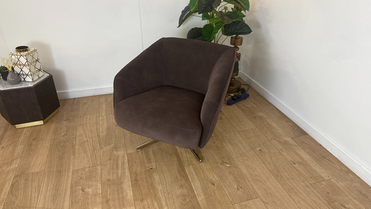 Sofology Adler Fabric Swivel Chair in Lifestyle Mottled Dark Chocolate