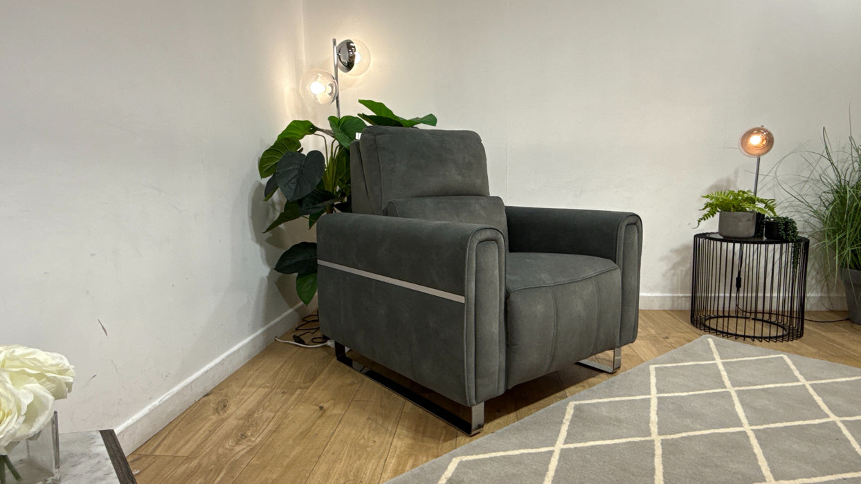 Sofology Ravello Fabric Chair Power Recliner/Headrest Lumbar Support in Lifestyle Flecked Mineral Green