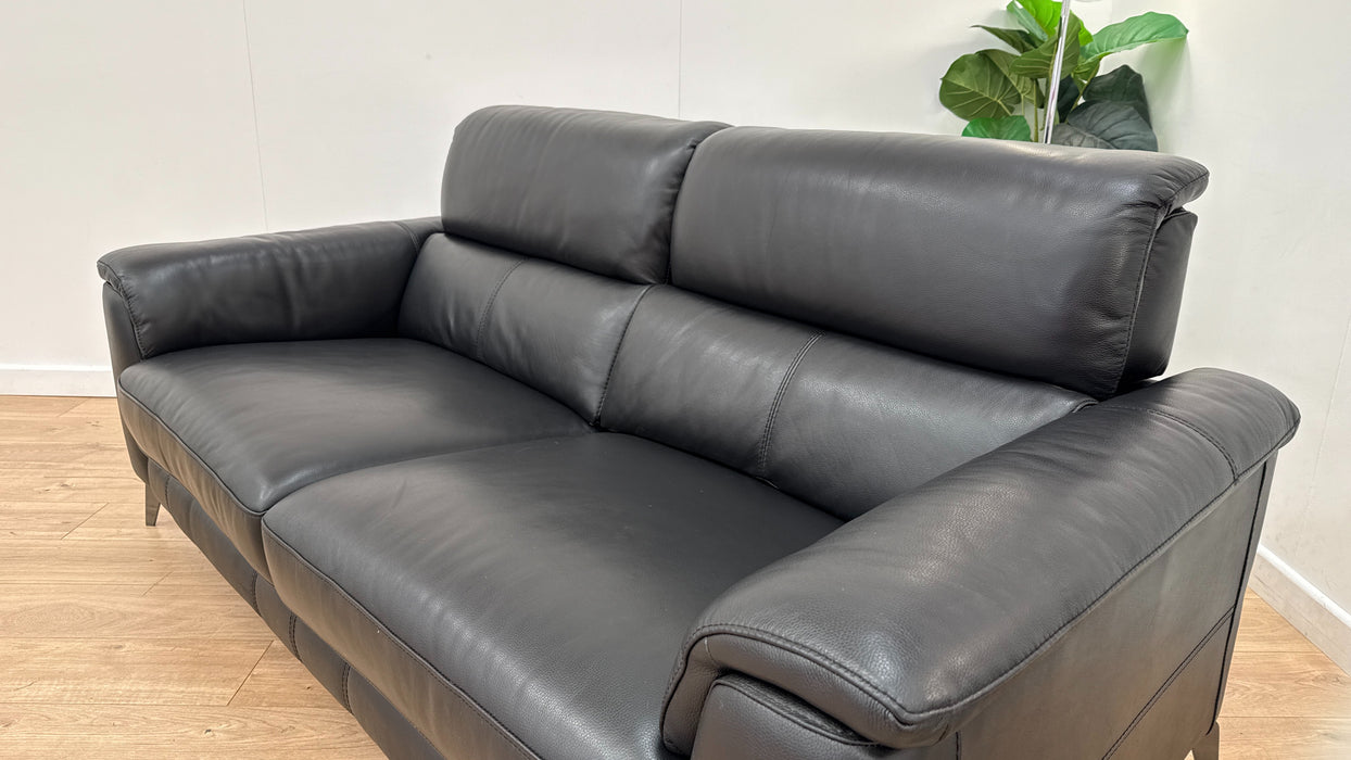 Sofology The Illinois Leather 3 Seater in Le Mans Black