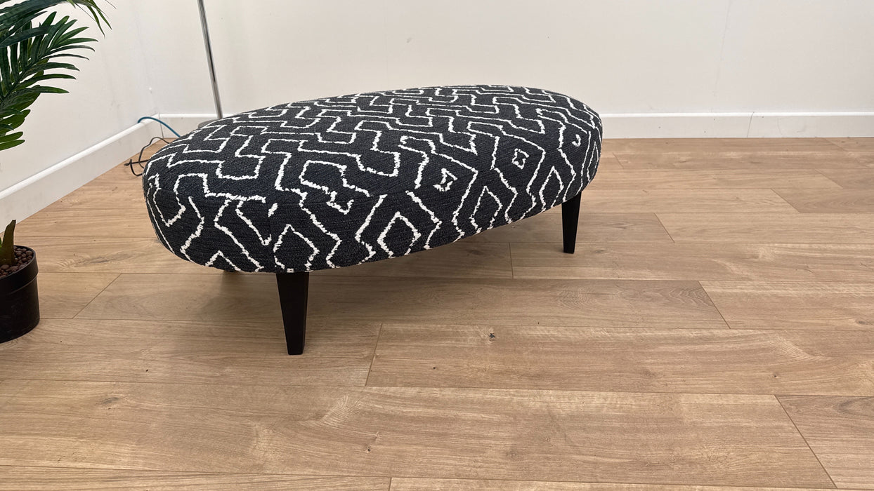 Porter Oval Footstool Fabric Otis Mono All Over