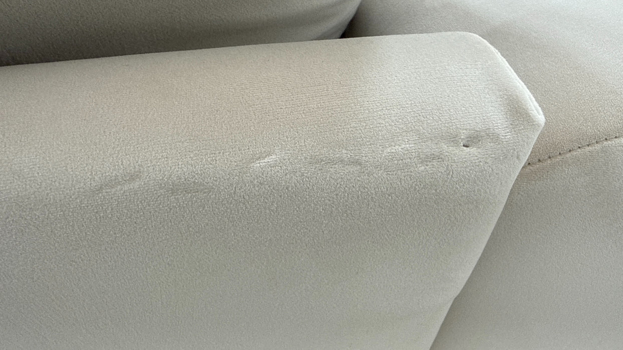 Sofology Oscar Fabric 4 Seater Gold Trim in Super Matt Velvet Ecru Mix