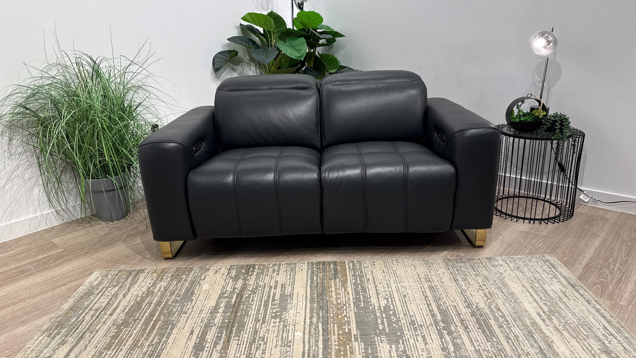 Sofology Marvella Leather 2 Seater Power Recliner in Trusty Sheen Jet Black