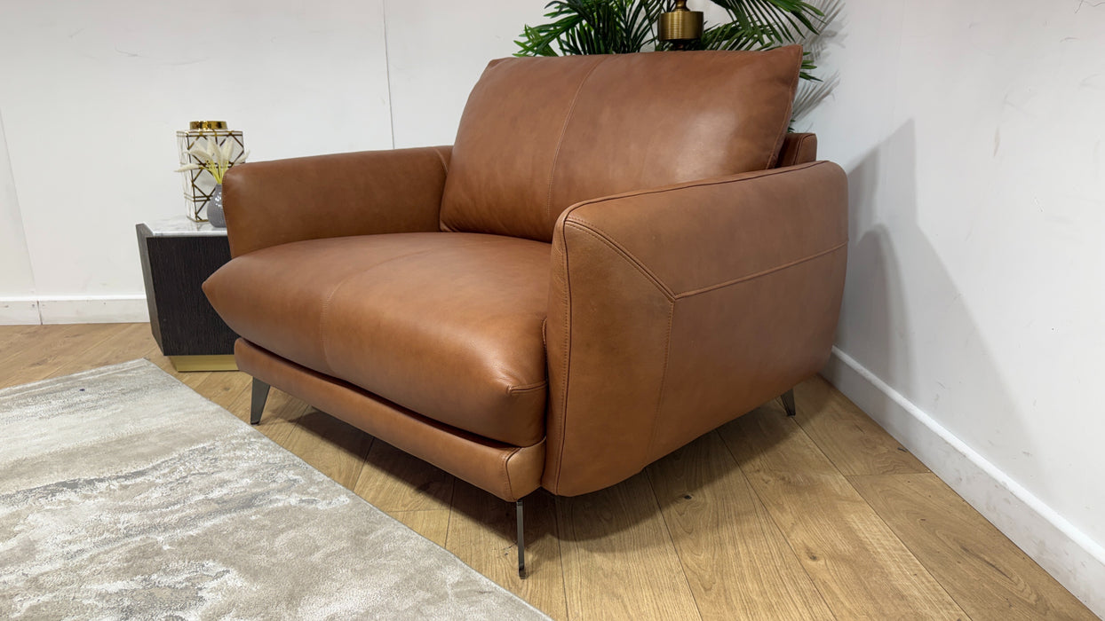Sofology Adler Leather Loveseat in Relaxed Soft Tan