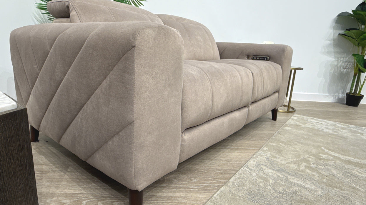 Sofology Allure Fabric 2 Seater Power Recliner/Headrest Heated Seats Lumbar Support in Lifestyle Flecked Fabric Nutmeg