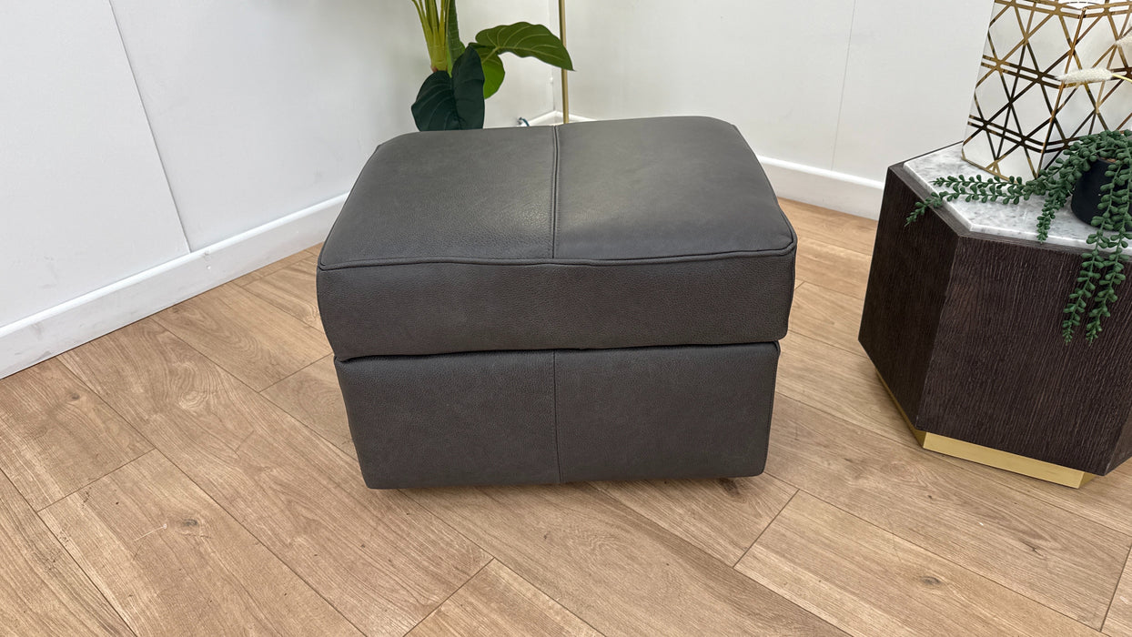 Sofology Artisan Leather Storage Footstool in Relaxed Natural Grain Charcoal