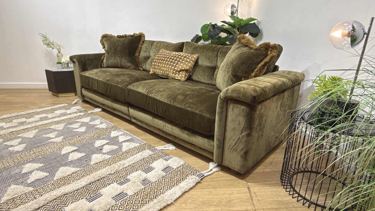 Sofology Regency Fabric 4 Seater Split Foam Seats in Luxe Chenille Olive Mix