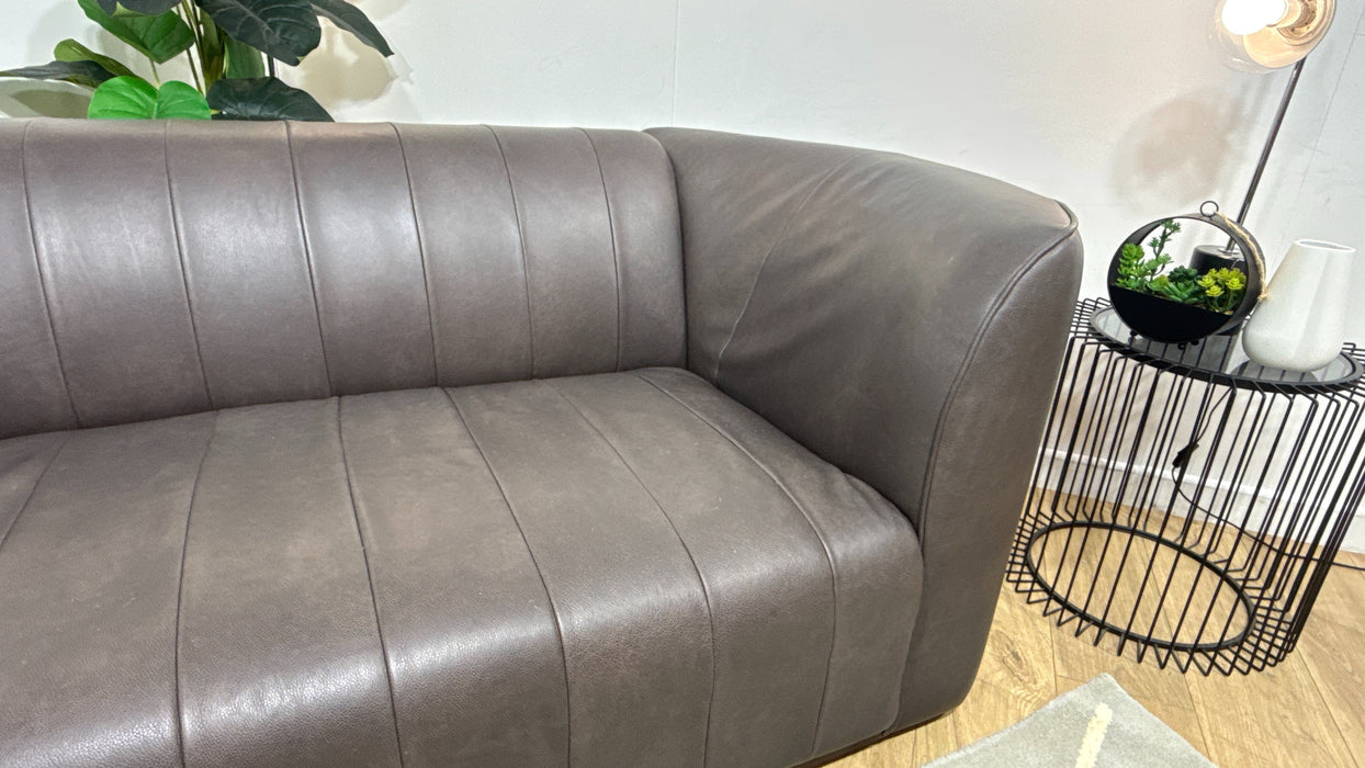 Sofology Fitzrovia Leather 2 Seater Dark Wood Trim in Relaxed Natural Grain Espresso Mix