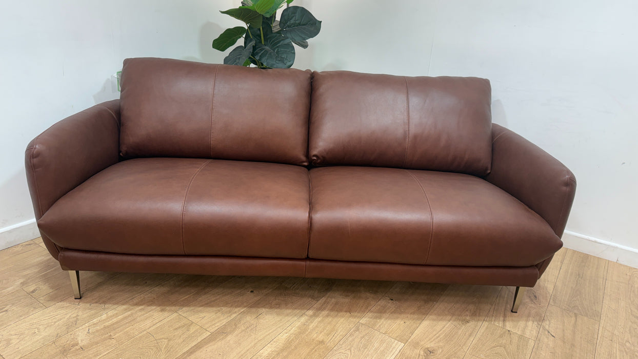 Sofology Adler Leather 3 Seater in Relaxed Soft Brown