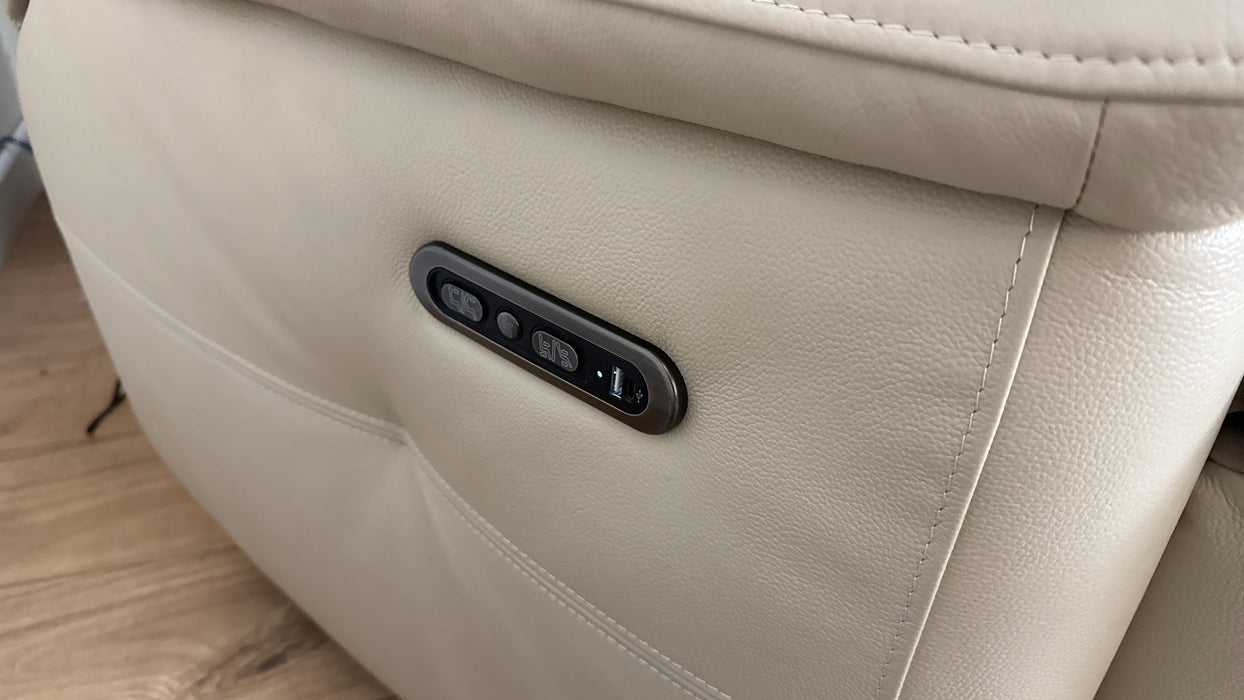 Sofology Gracie Leather Chair Power Recliner/Headrest in Trusty Sheen Bone China