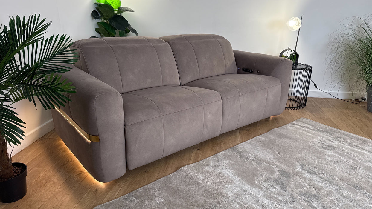 Sofology Lumiere Fabric 2.5 Seater Power Recliner/Headrest Heated Seat in Lifestyle Flecked Nutmeg