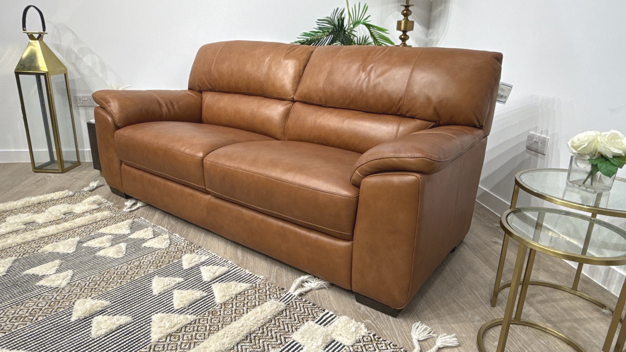 Sofology Santina Leather 3 Seater in Relaxed Soft Tan