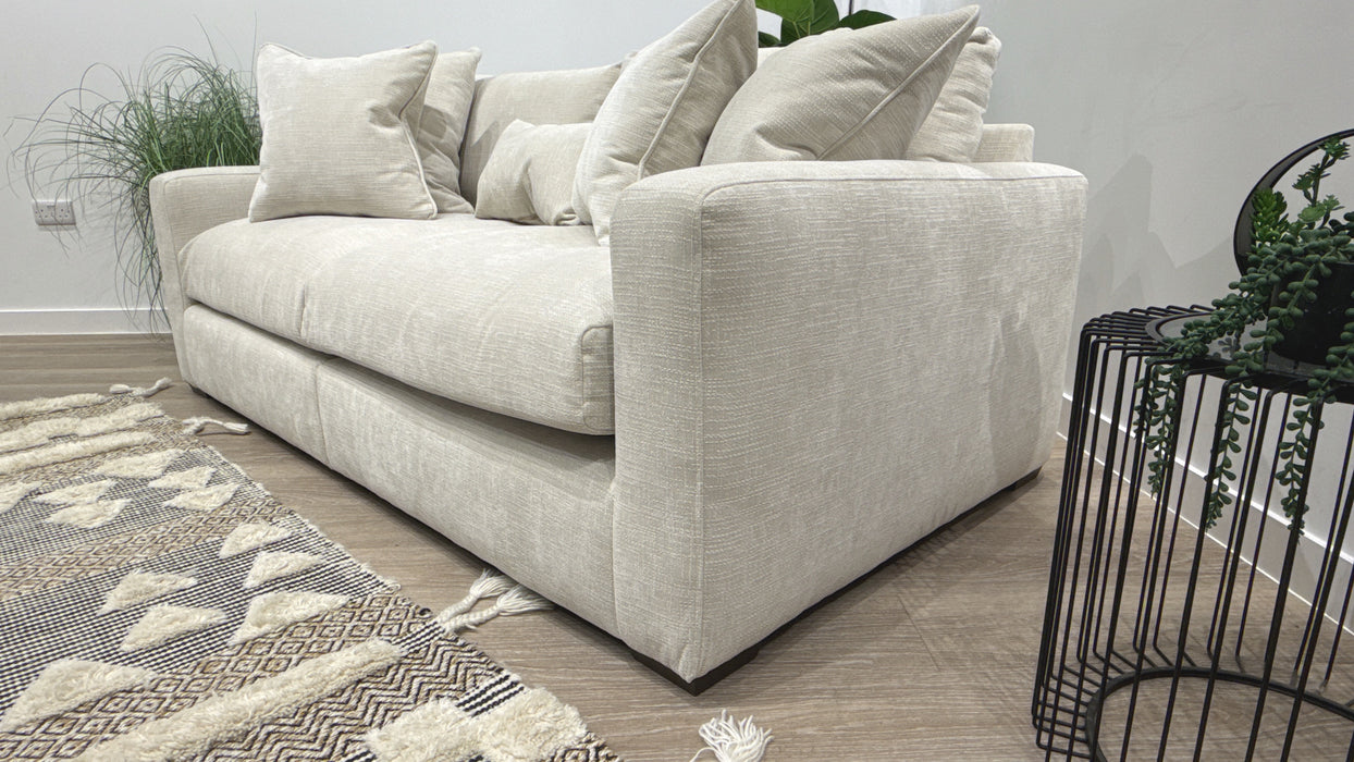 Sofology Moderna Fabric 4 Seater Split Extra Flex Interior in Soft Slub Chenille Ivory