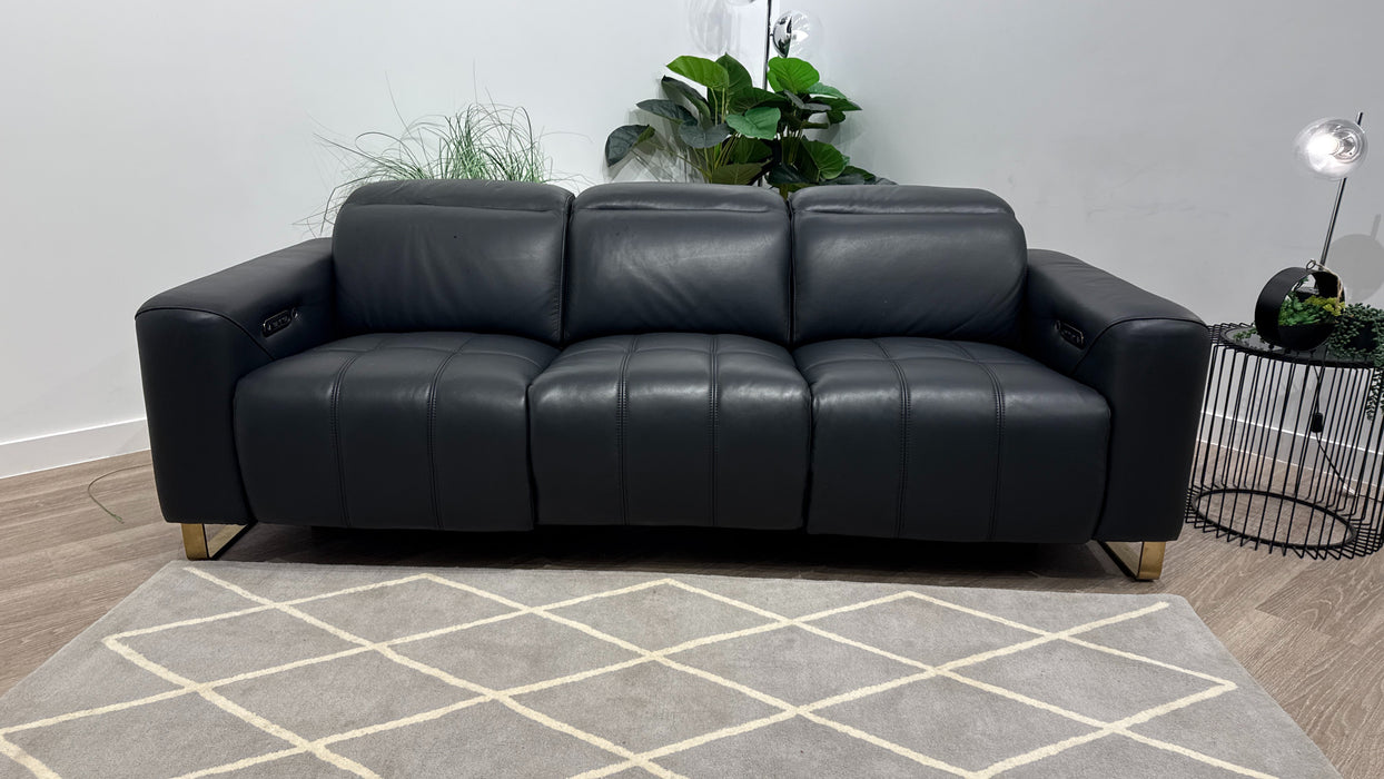 Sofology Marvella Leather 3 Seater in Trusty Sheen Jet Black