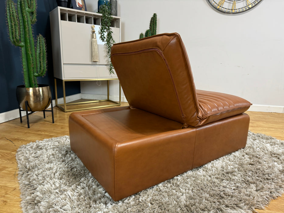 Laurence Leather Dual Footstool - Embossed Cognac (WA2)