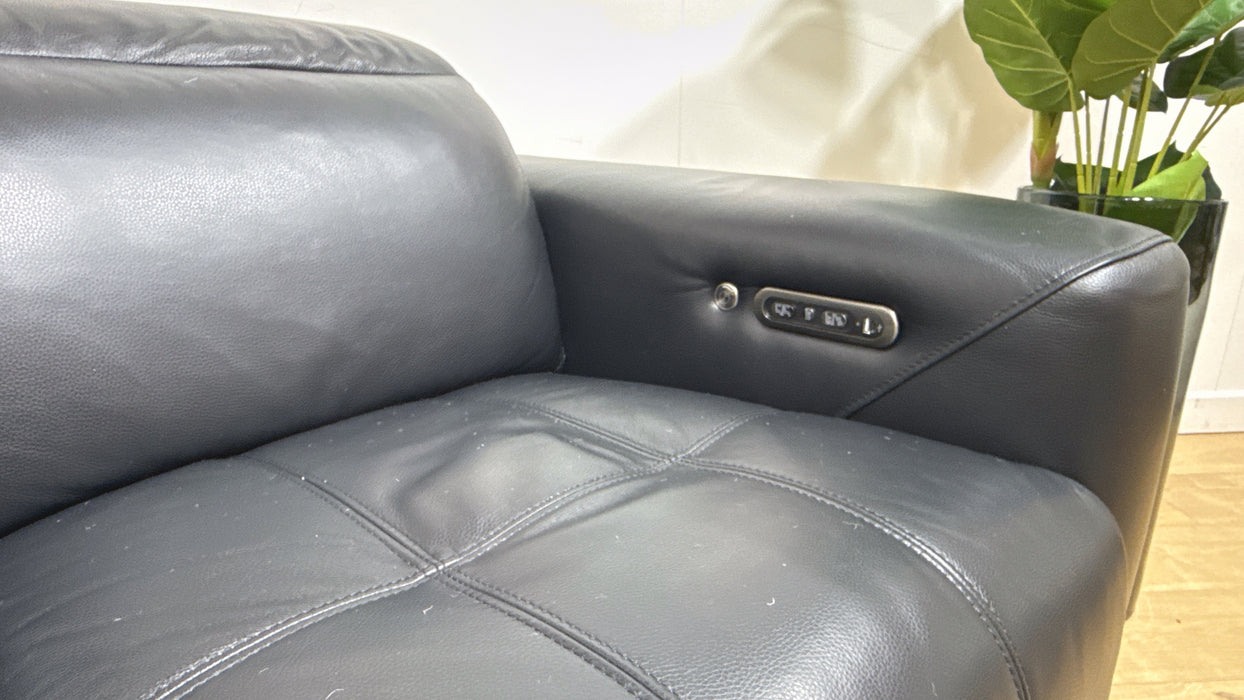 Sofology Marvella Leather 3 Seater Power Recliner/Headrest Heated Seat in Trusty Sheen Jet Black