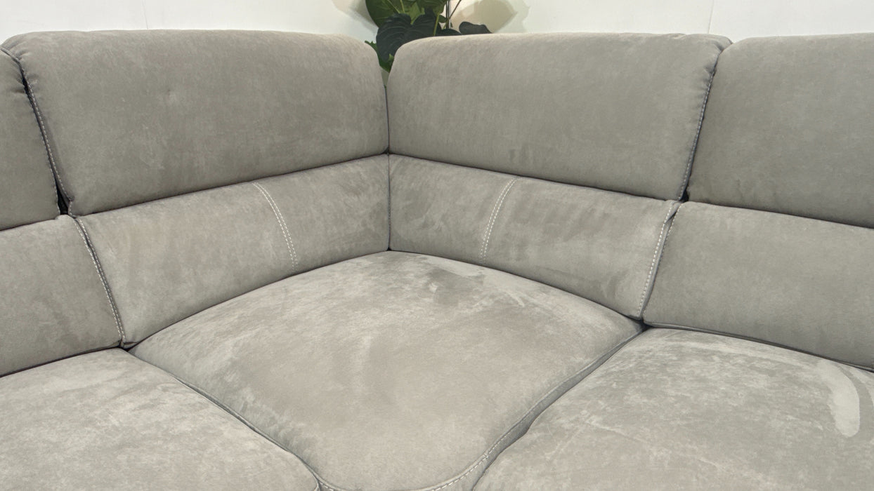 Sofology Illinois Fabric 1 Corner 2 Single Power Recliner/Headrest x 1 in Lifestyle Textured Grey