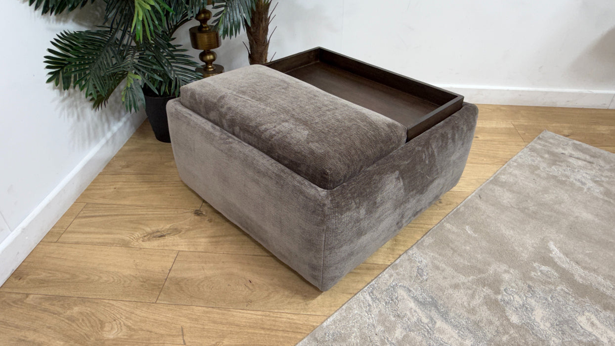 Sofology Rowan Fabric Designer Storage Footstool in Luxury Deep Pile Chenille Mole