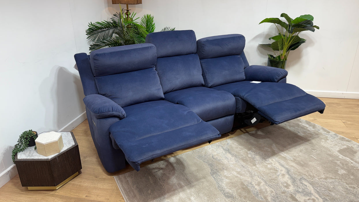 Sofology Gracie Fabric 3 Seater Power Recliner/Headrest in Lifestyle Flecked Navy