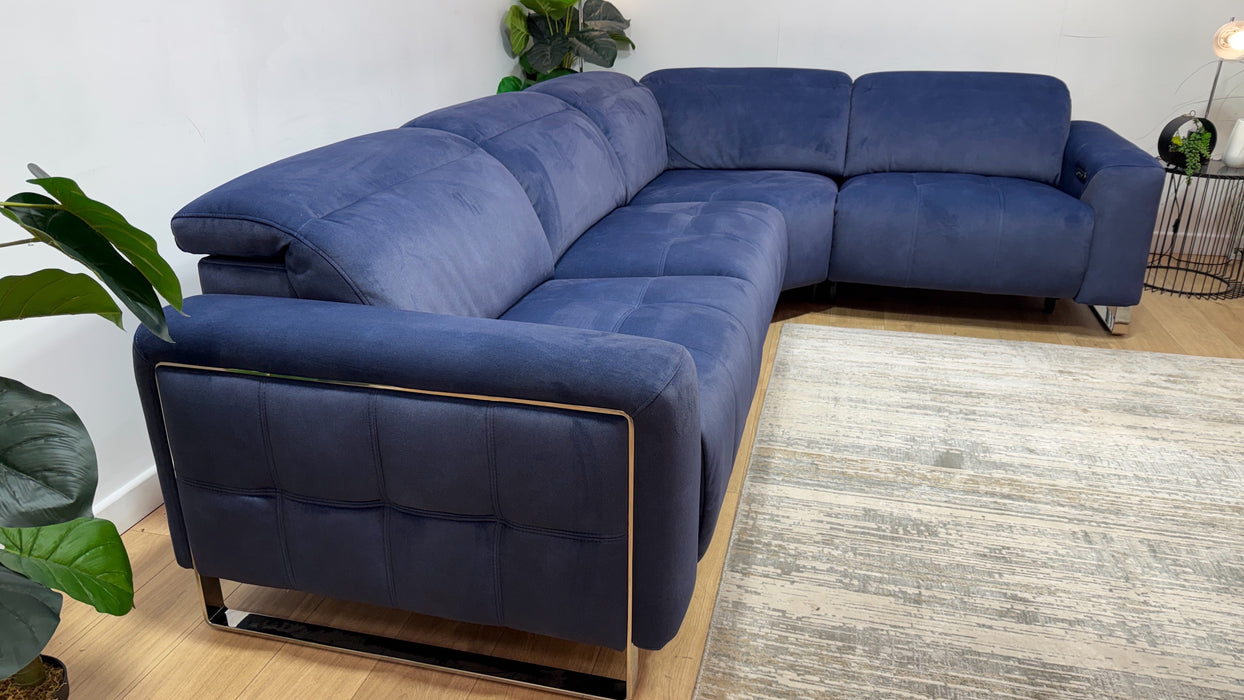 Sofology Marvella Fabric 3 Corner 1.5 Power Recliner/Headrest in Lifestyle Flecked Navy
