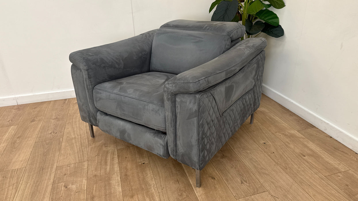 Sofology Ezra Fabric Chair Power Recliner/Headrest Heated Seat in Lifestyle Plush Lead Grey