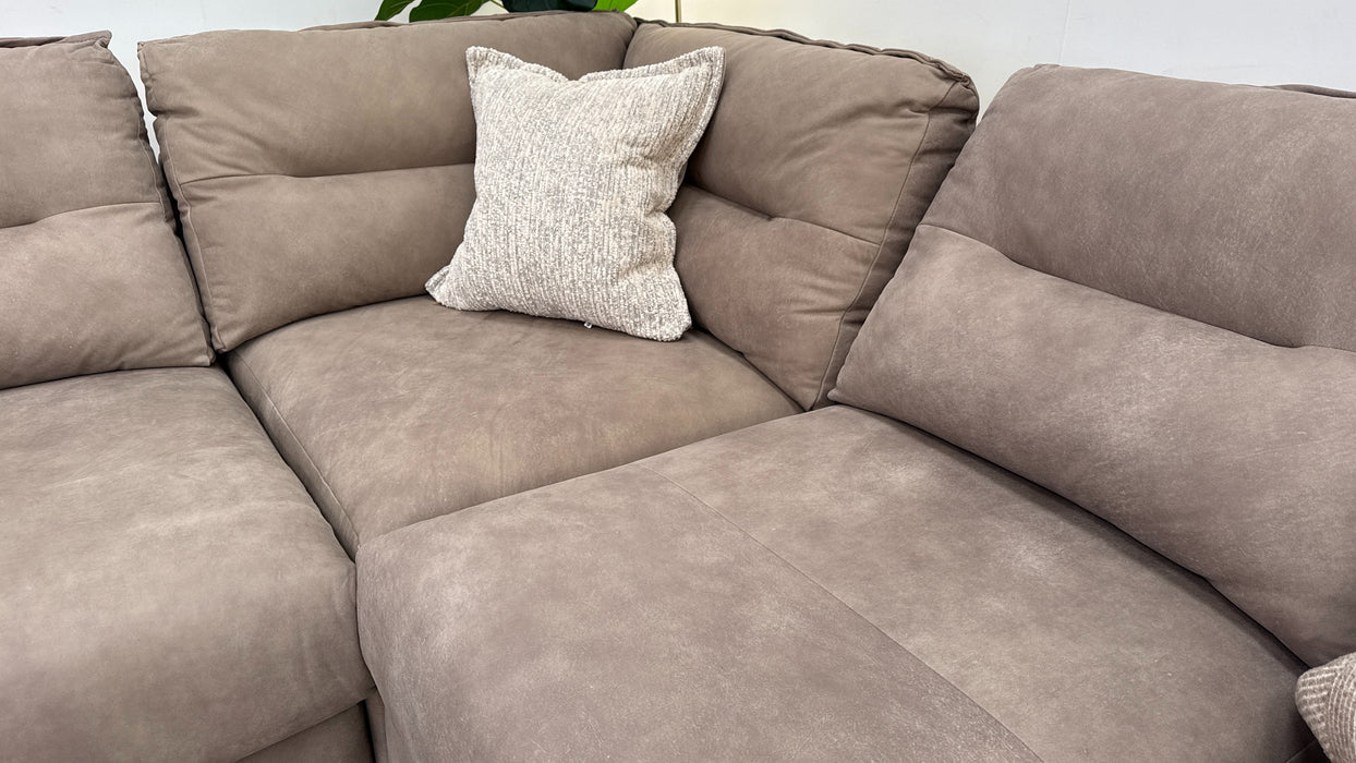 Strato Corner Sofa - Leather - Taupe/Natural Mix