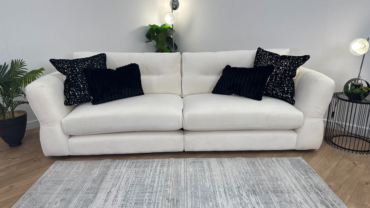 Sofology The Reign 4 Seater Fabric Sofa in Luxe Sherpa Ecru/Natural Mix