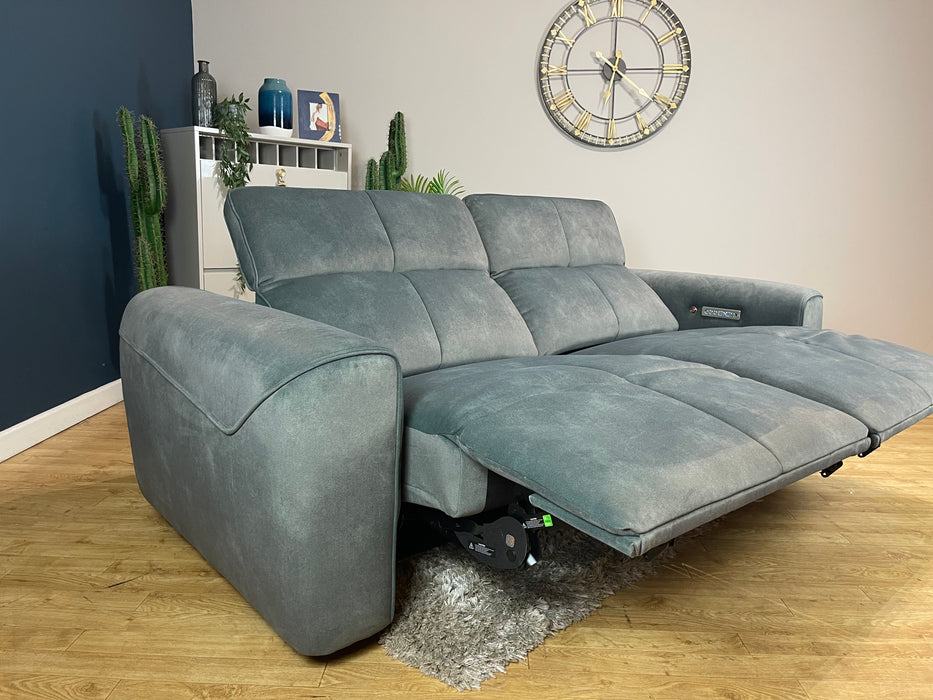 The Riviera Fabric 2.5 Seater - Lifestyle Flecked Mineral Green - Power Headrest Power Recliner Heated Seat (WA2)