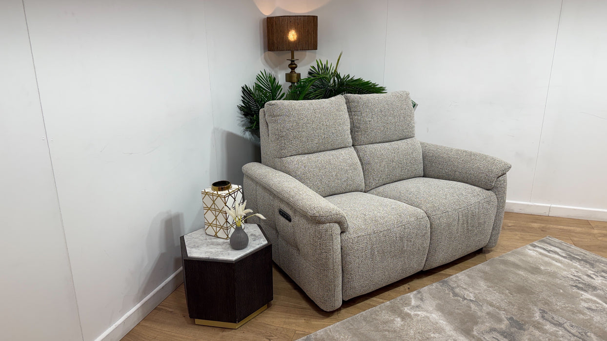 Sofology Ripley Fabric 2 Seater Power Recliner/Headrest in Woven Textured Mocha