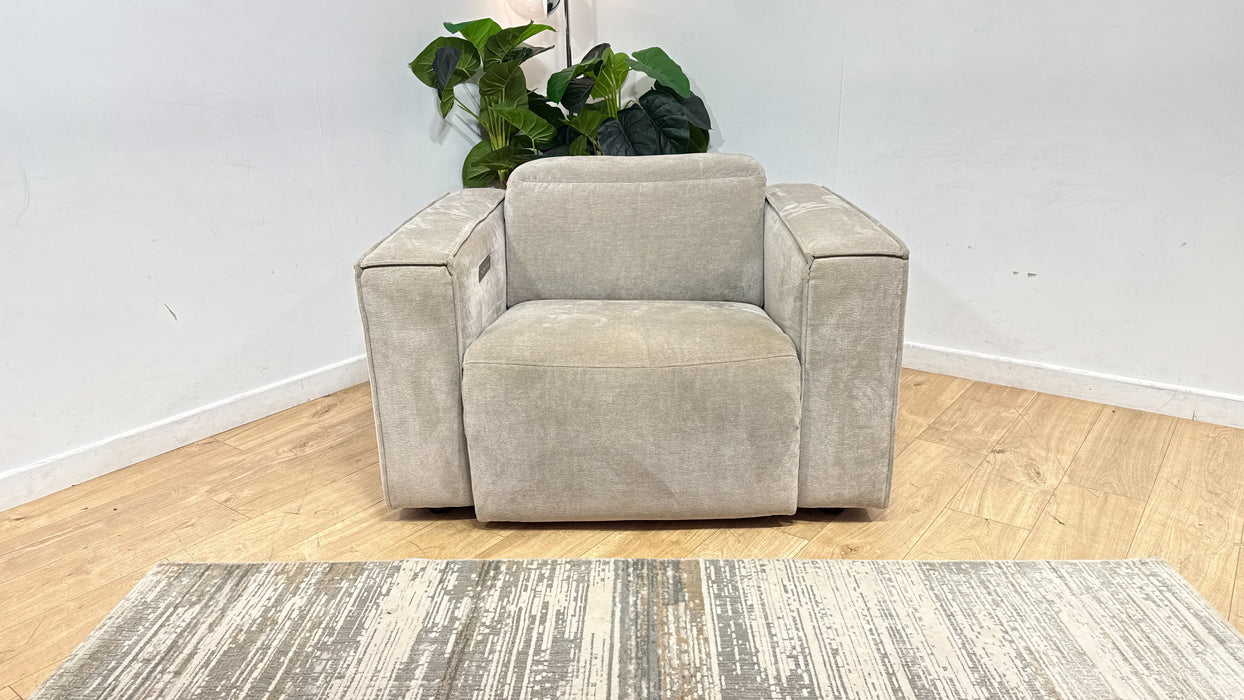 Sofology Horizon Fabric Loveseat Power Recliner/Headrest in Textured Chenille Mocha