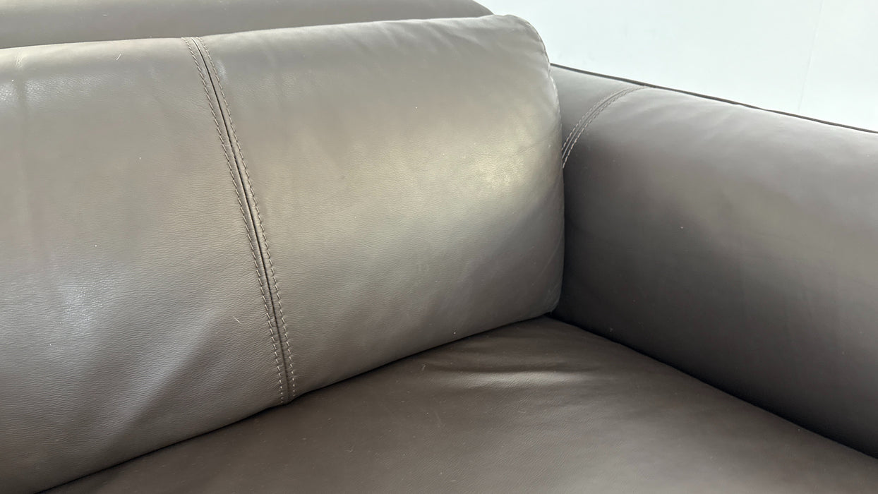 Sofology The Serene Leather 3 Chaise Power Recliner/Headrest in Trusty Matt Dark Brown