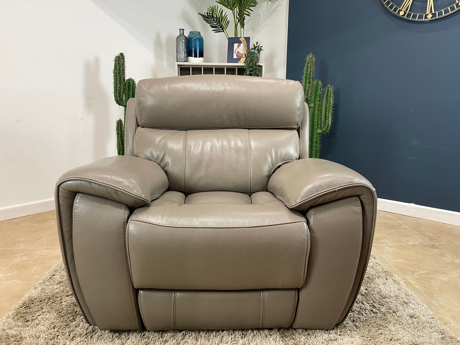 Radley Leather Chair Taupe - Power Recliner Power Headrest (WA2)