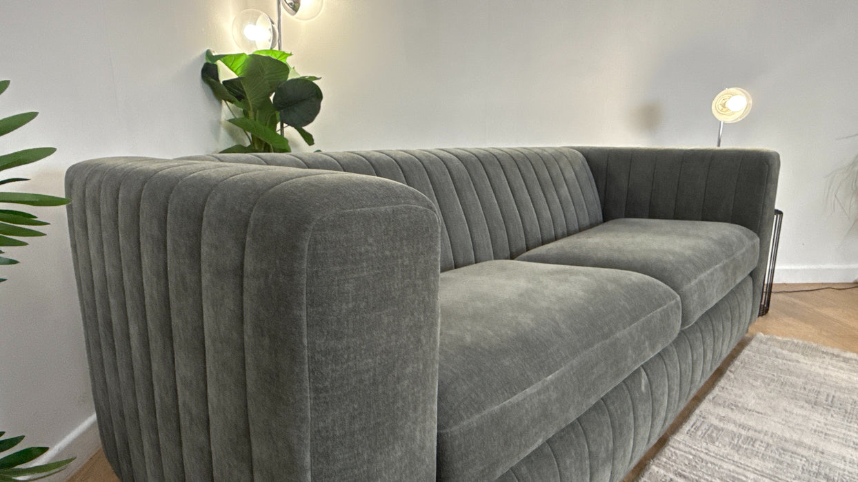 Sofology Astoria Fabric 4 Seater in Vintage Chenille Grey Sage Mix