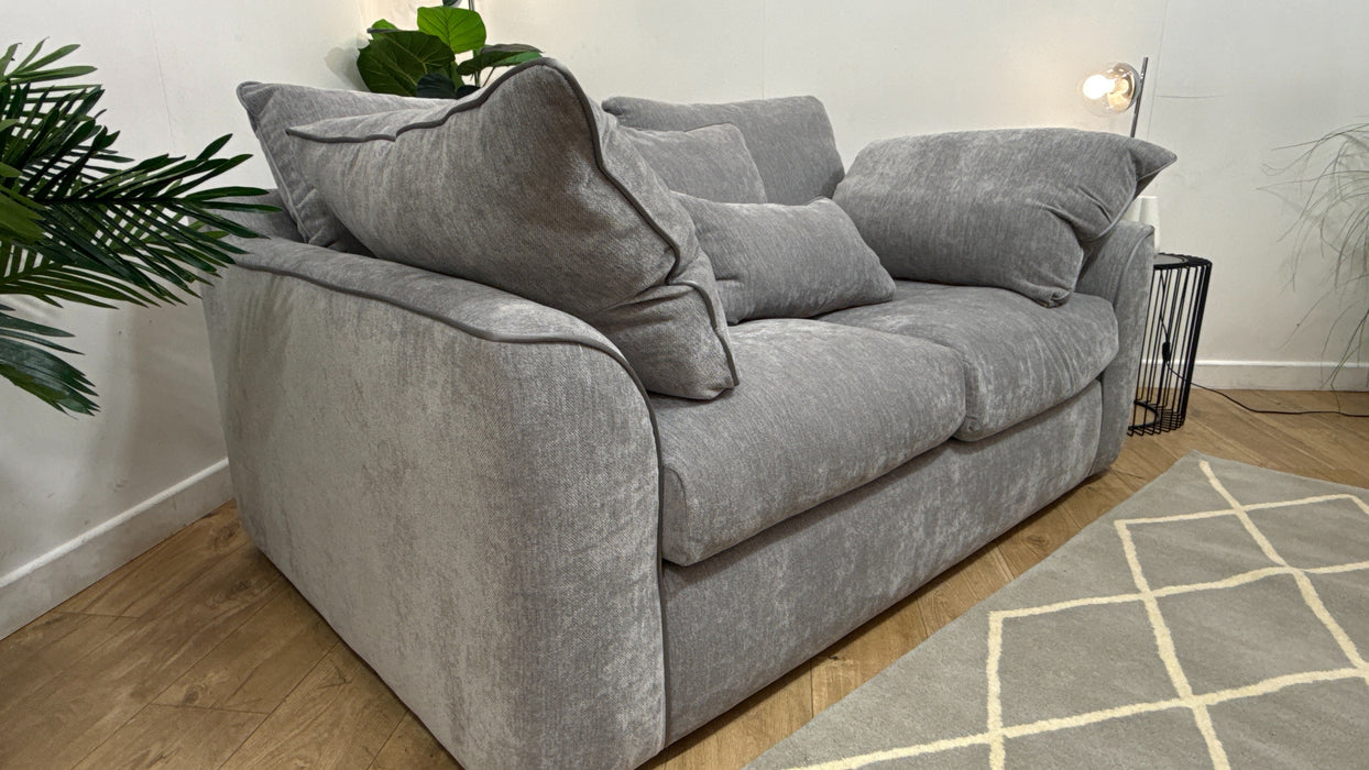 Sofology Georgio Fabric 2 Seater Feather Flex Seats in Lifestyle Plush Chenille Silver Mix