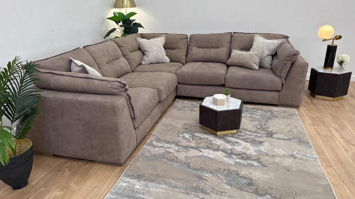 Strato Corner Sofa - Leather - Taupe/Natural Mix