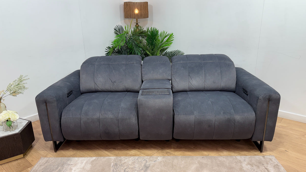 Sofology Paramount Fabric 2.5 Seater Console Power Recliner/Headrest Speakers in Lifestyle Flecked Charcoal