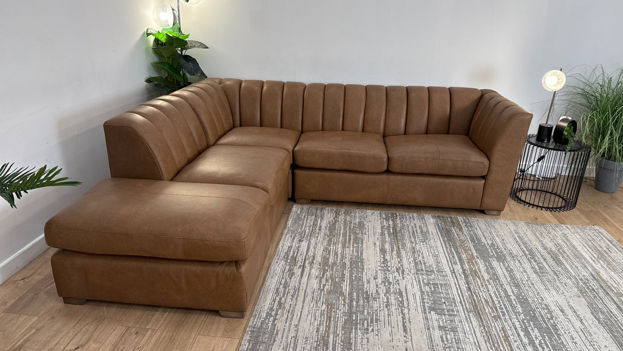 Sofology Downtown Leather Terminal 1 Corner 2 in Relaxed Natural Grain Leather Tan Mix