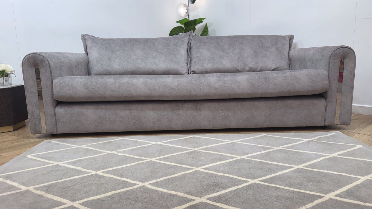 Sofology Savoy Fabric 4 Seater Silver Trim in Lifestyle Dapple Fabric Silver Mix