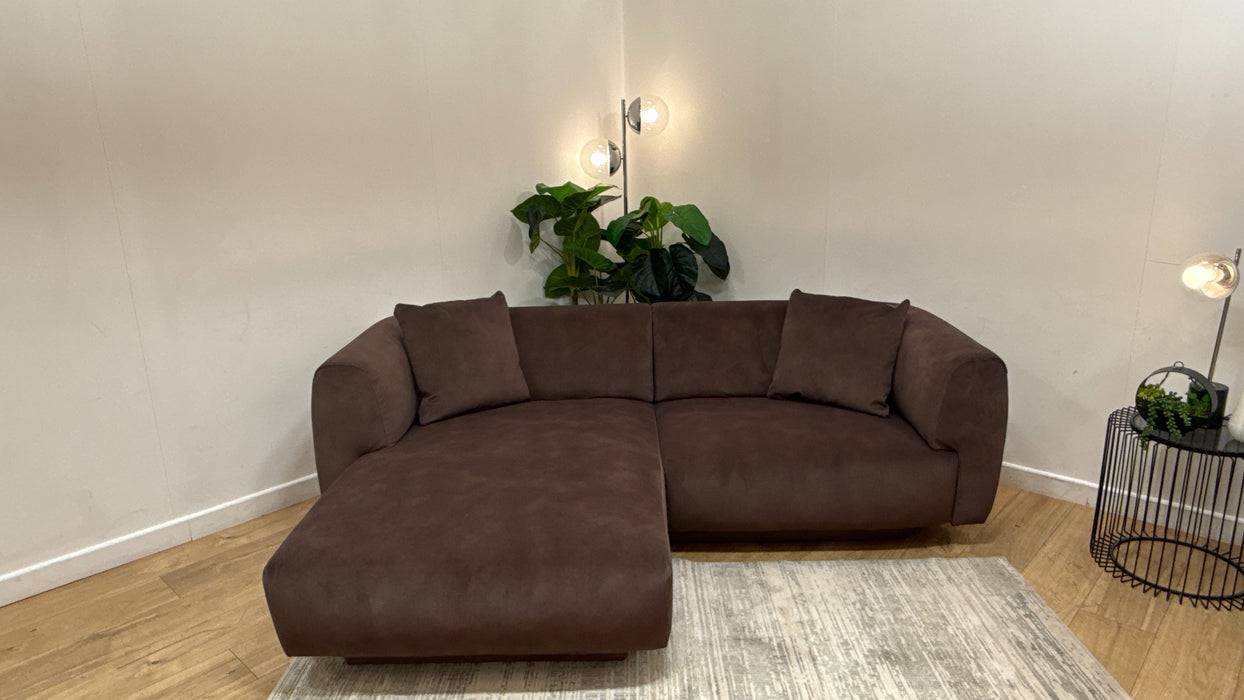 Sofology Nuvole Fabric Chaise 3 Seater in Lifestyle Mottled Dark Chocolate